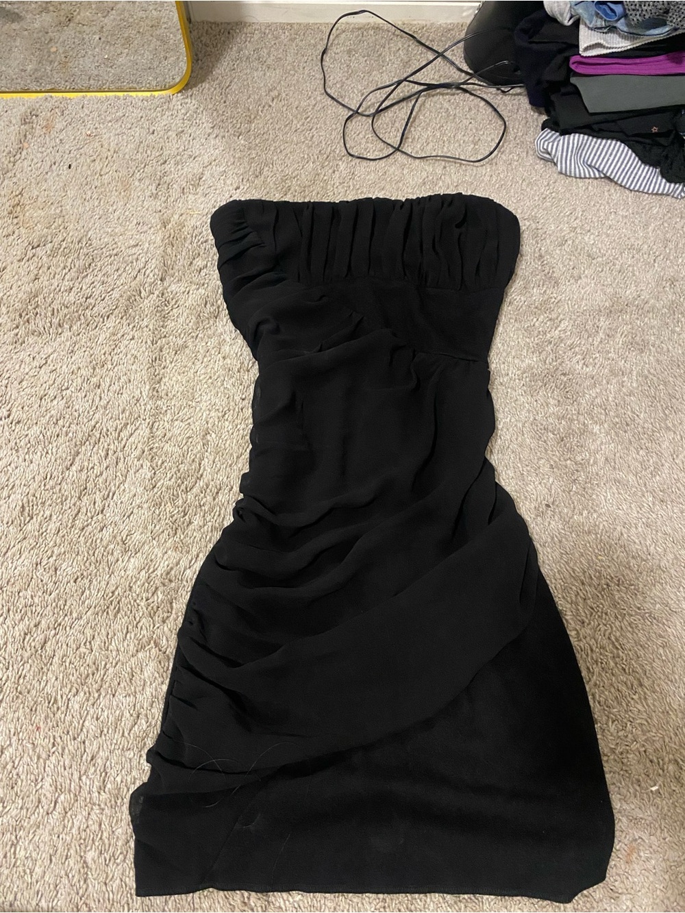 Zara Strapless Black Ruched Evening Dress